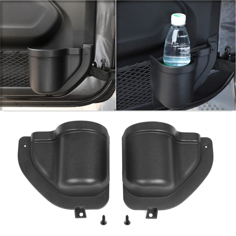 YOCTM 2-PACK Front Door Organizer Tray For 2018 2019 2020 2021 2022 2023 2024 2025 Jeep Wrangler JL JLU Rubicon Sport Sahara Gladiator JT 4EX Interior Storage Box Accessories Black (Front Door Tray) - Image 1